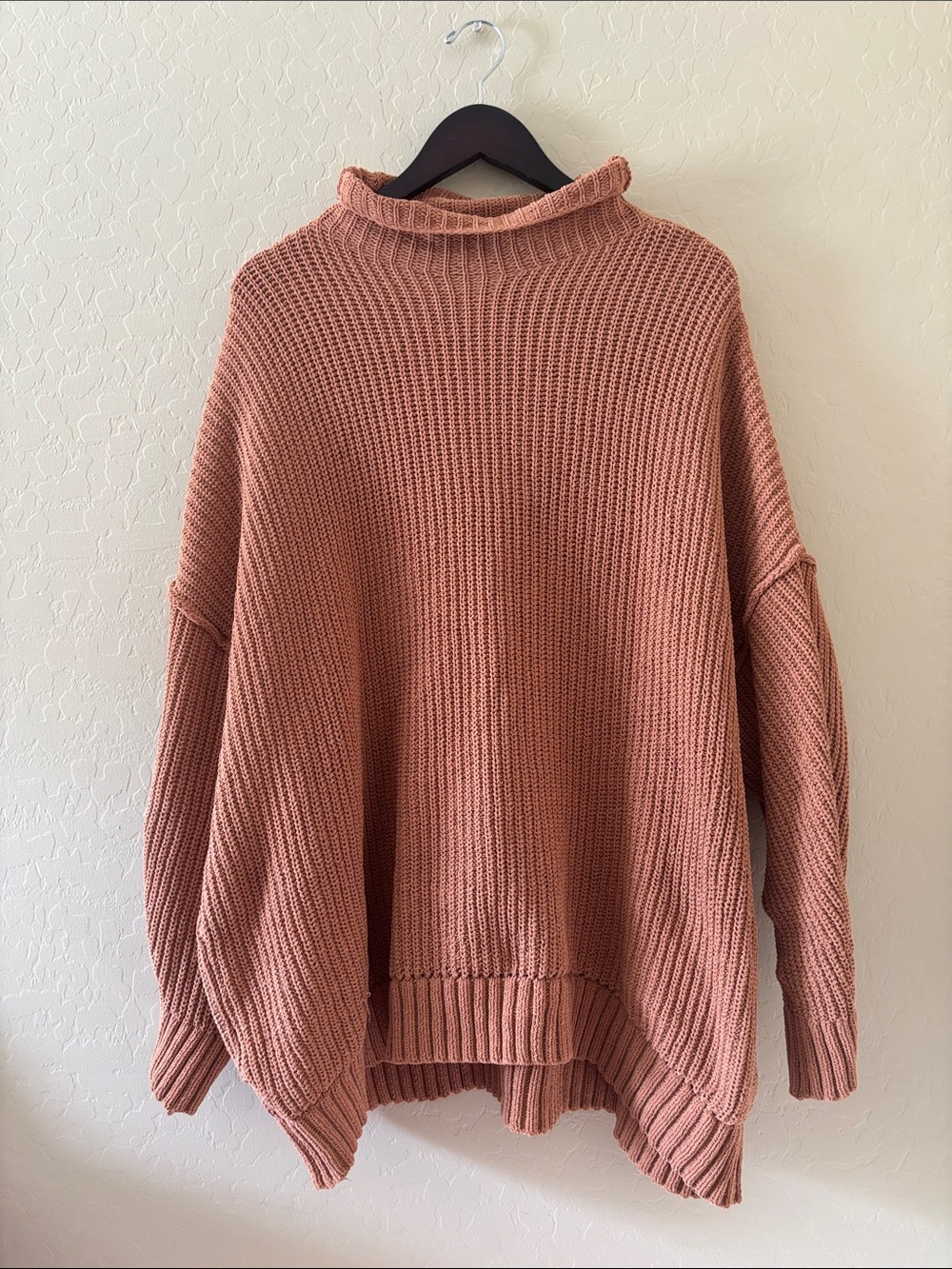 Aerie Orange Brown Mock Turtle Neck Oversized Sweater